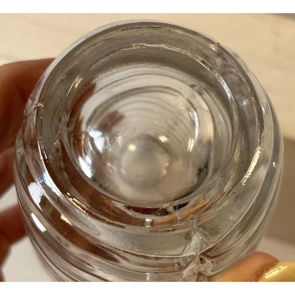 Beautiful Clear Glass Vase With Raised Pink Rose & Leaf Design 7